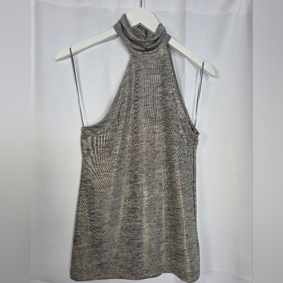 NWT Free People Koda Silver Metallic Tank Top Asymmetric Shirt Women's S  $58 - Picture 3 of 7